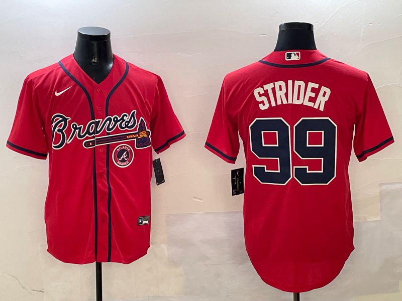 Men Atlanta Braves 99 Strider Red Game 2025 Nike MLB Jersey style 5